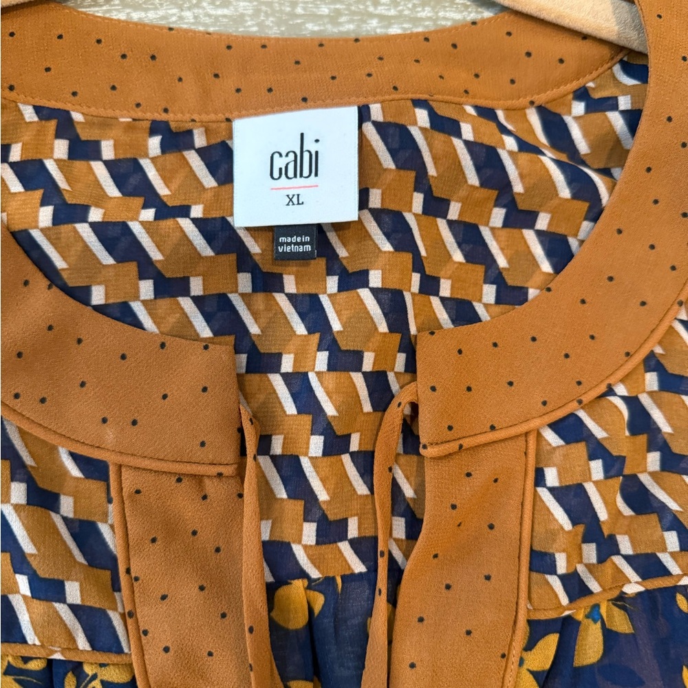 CAbi Floral Blouse - Navy and Mustard - Picture 3 of 4